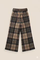 PANTALÓN CUADROS CINTURÓN TAUPE - ONCE28