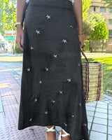 FALDA LINO ESTRELLAS MARRÓN - ONCE28