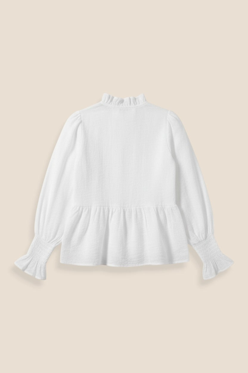 BLUSA FRUNCE BORDADA BLANCA - ONCE28