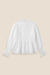 BLUSA FRUNCE BORDADA BLANCA - ONCE28