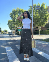 FALDA LINO ESTRELLAS MARRÓN - ONCE28