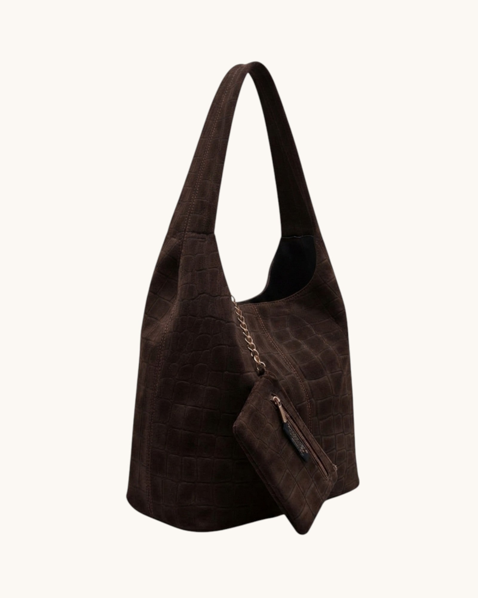 TOTE PIEL COCODRILO MARRÓN CHOCOLATE