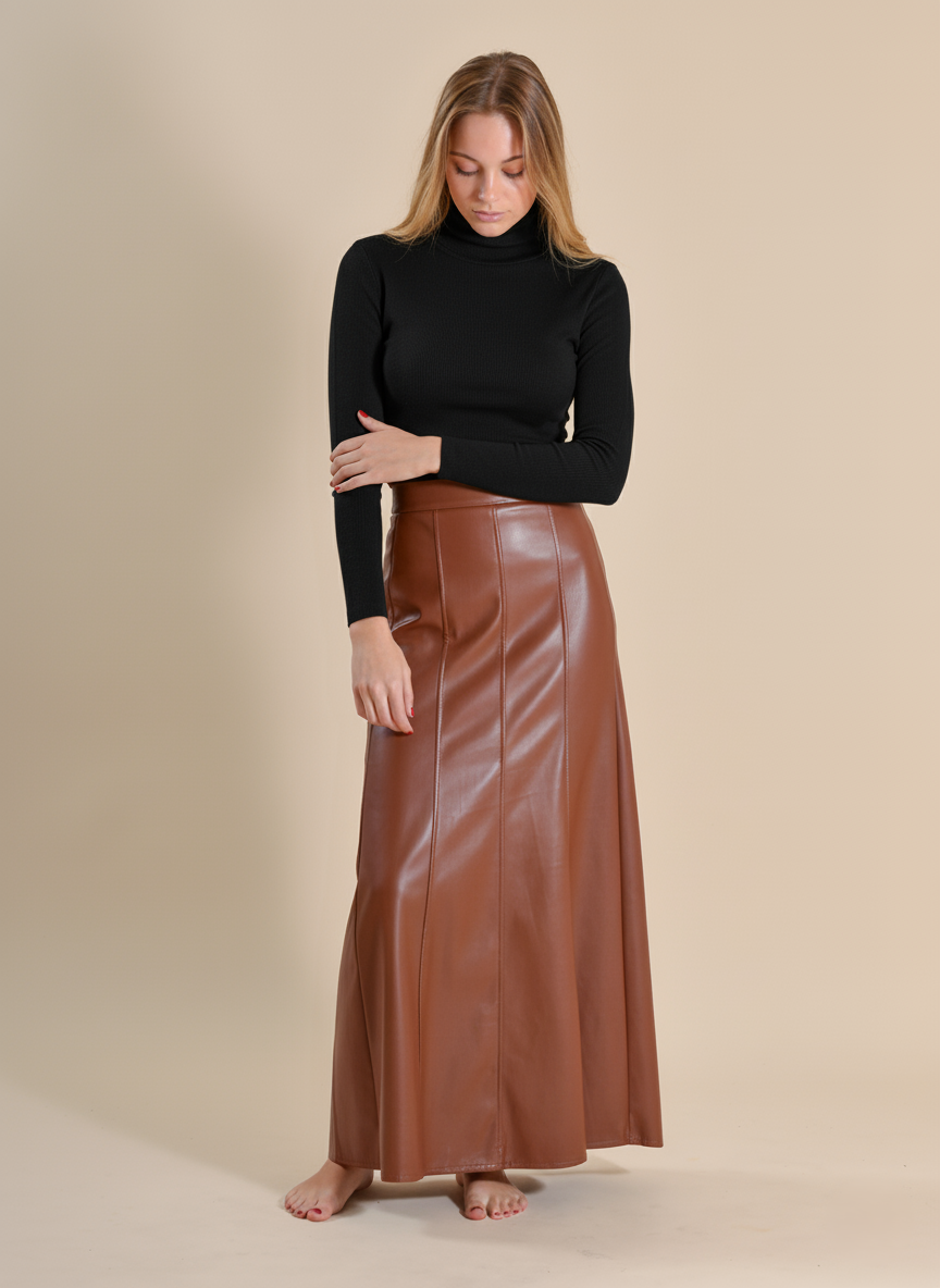 FALDA EFECTO PIEL CAMEL - ONCE28