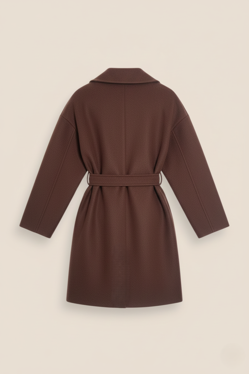 ABRIGO PAÑO CINTURÓN MARRÓN - ONCE28