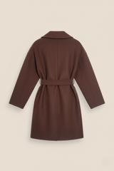 ABRIGO PAÑO CINTURÓN MARRÓN - ONCE28