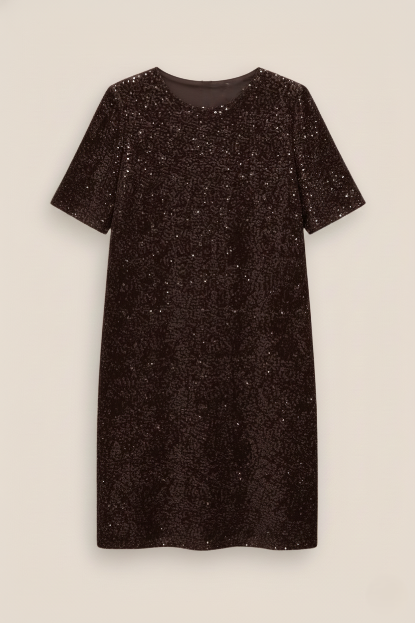 VESTIDO LENTEJUELAS MARRÓN - ONCE28