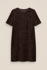 VESTIDO LENTEJUELAS MARRÓN - ONCE28