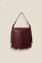 BOLSO PIEL FLECOS GRANATE - ONCE28