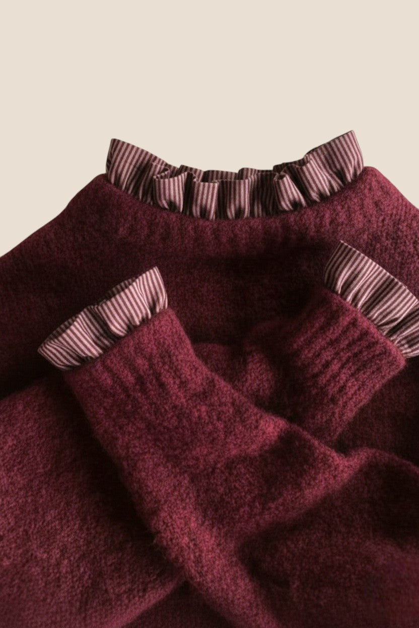 CUELLO Y PUÑOS RAYAS ROSA - ONCE28