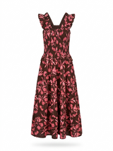VESTIDO MARRON FLORES - ONCE28