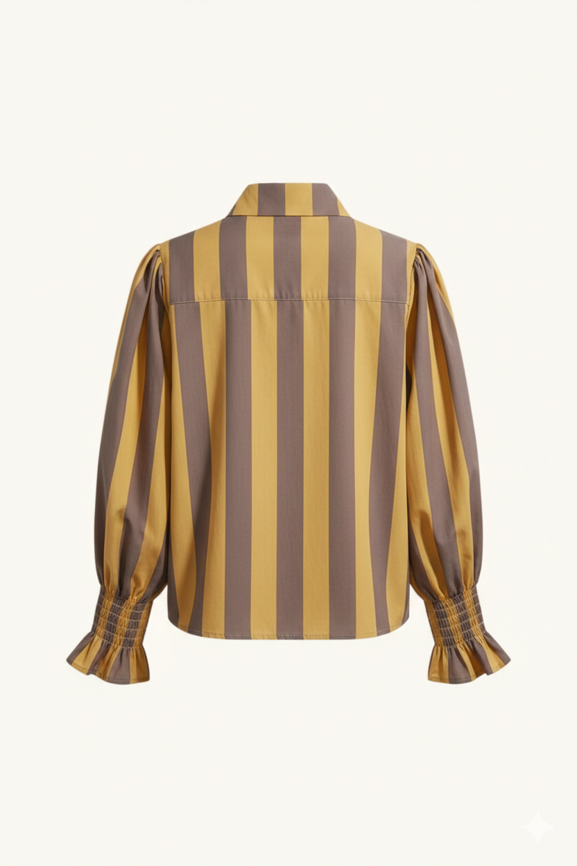 CAMISA RAYAS AMARILLO Y MARRÓN - ONCE28