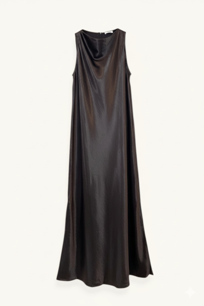 VESTIDO RASO MARRÓN- ONCE28