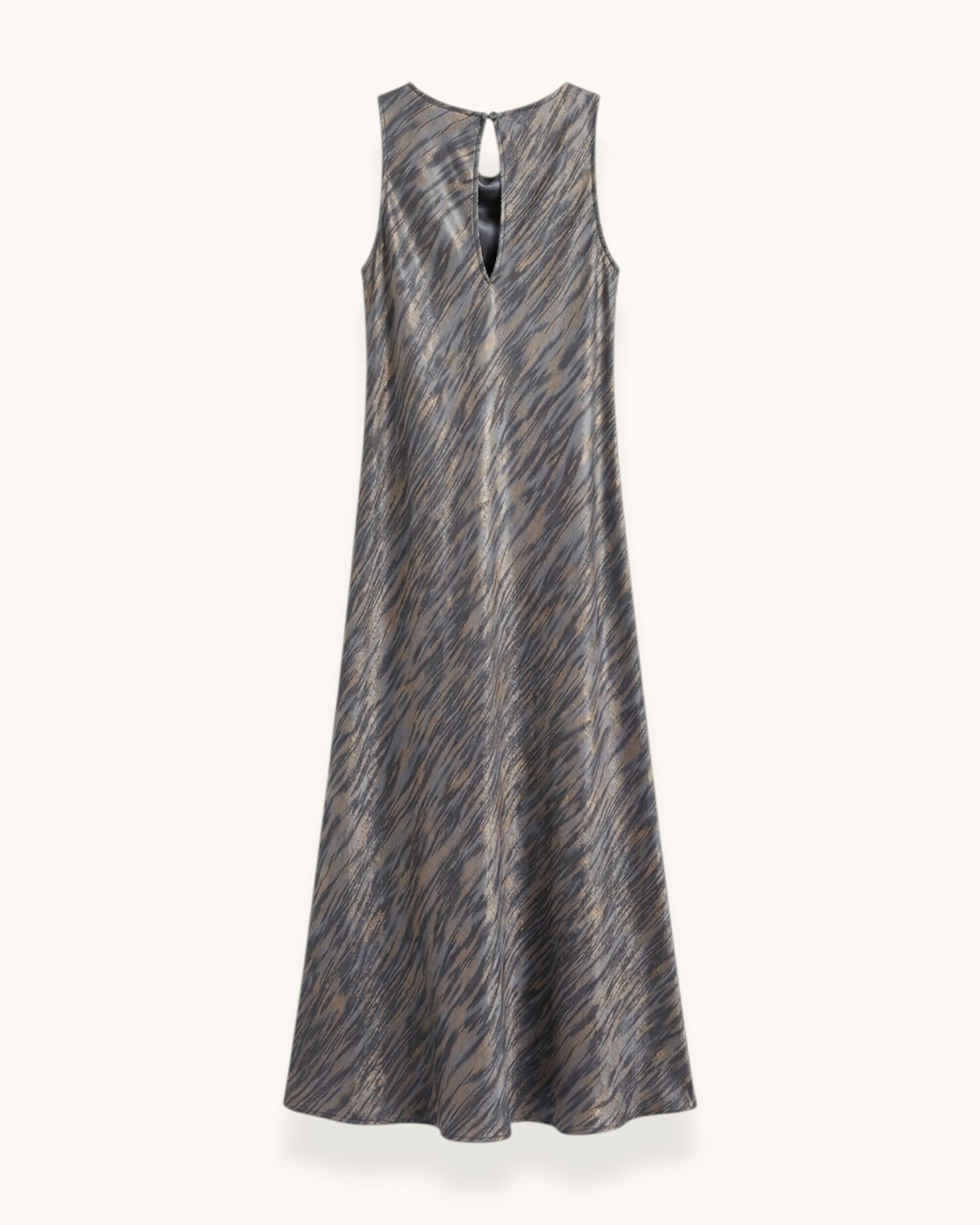 VESTIDO RASO ESTAMPADO GRIS - ONCE28