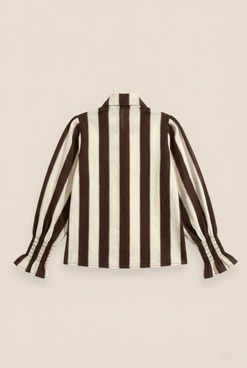 BLUSA LAZO RAYAS MARRÓN - ONCE28