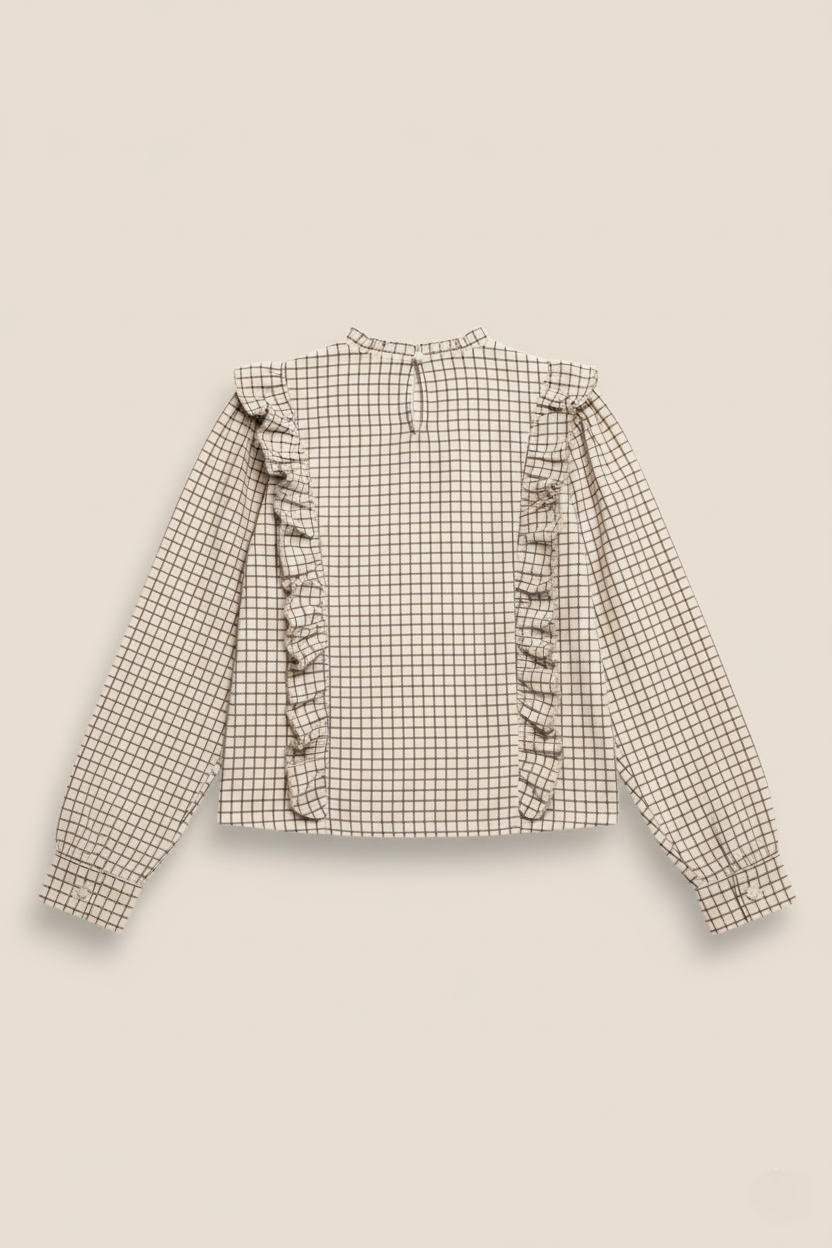 BLUSA CUADROS BEIGE - ONCE28