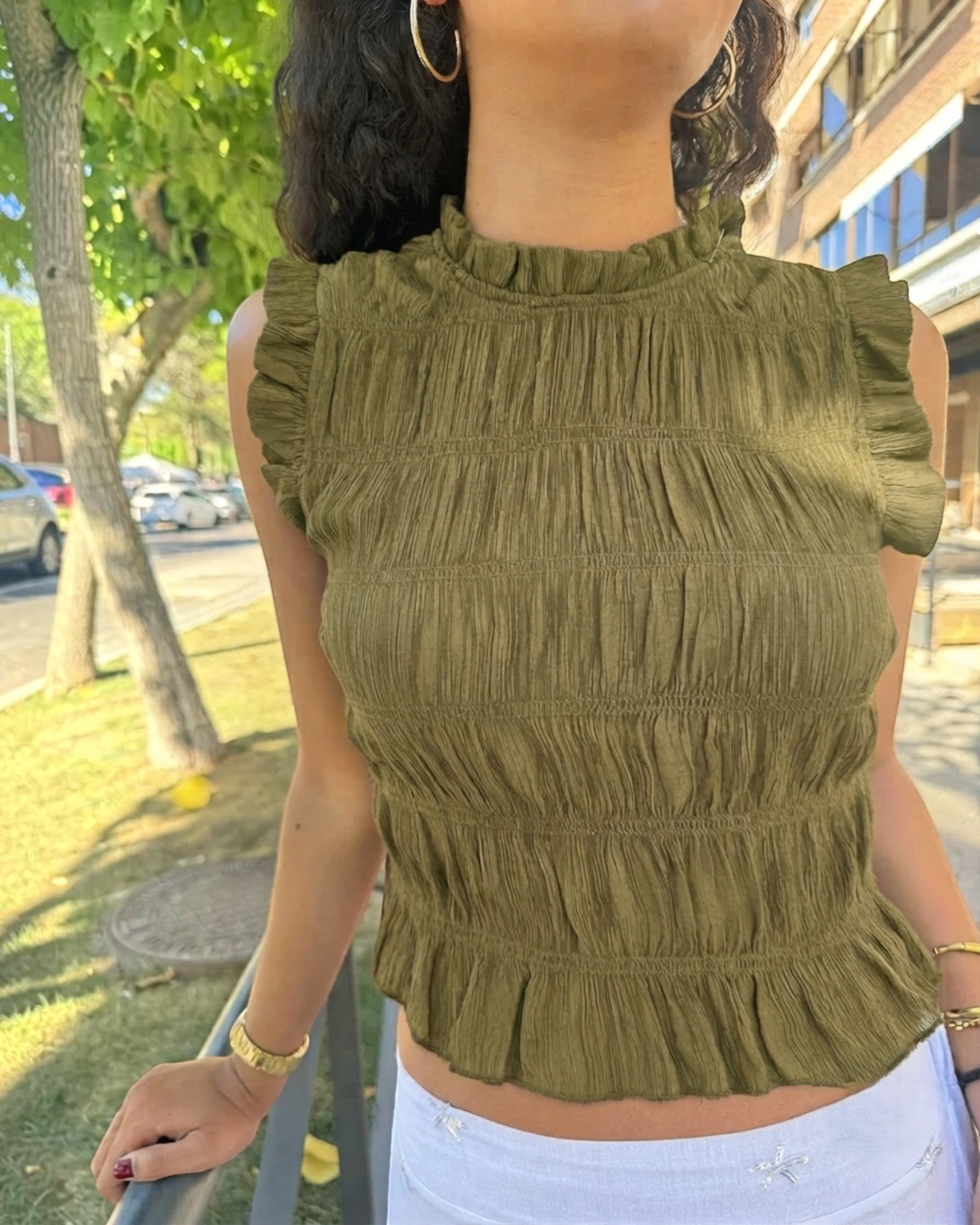 TOP NIDO DE ABEJA VERDE- ONCE28