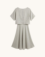VESTIDO DOBLE CAPA BEIGE - ONCE28