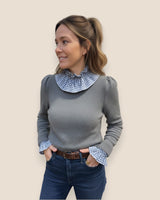 CUELLO Y PUÑOS VICHY AZUL - ONCE28