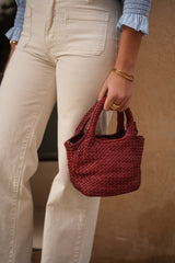 BOLSO TRENZADO PEQUEÑO GRANATE - ONCE28