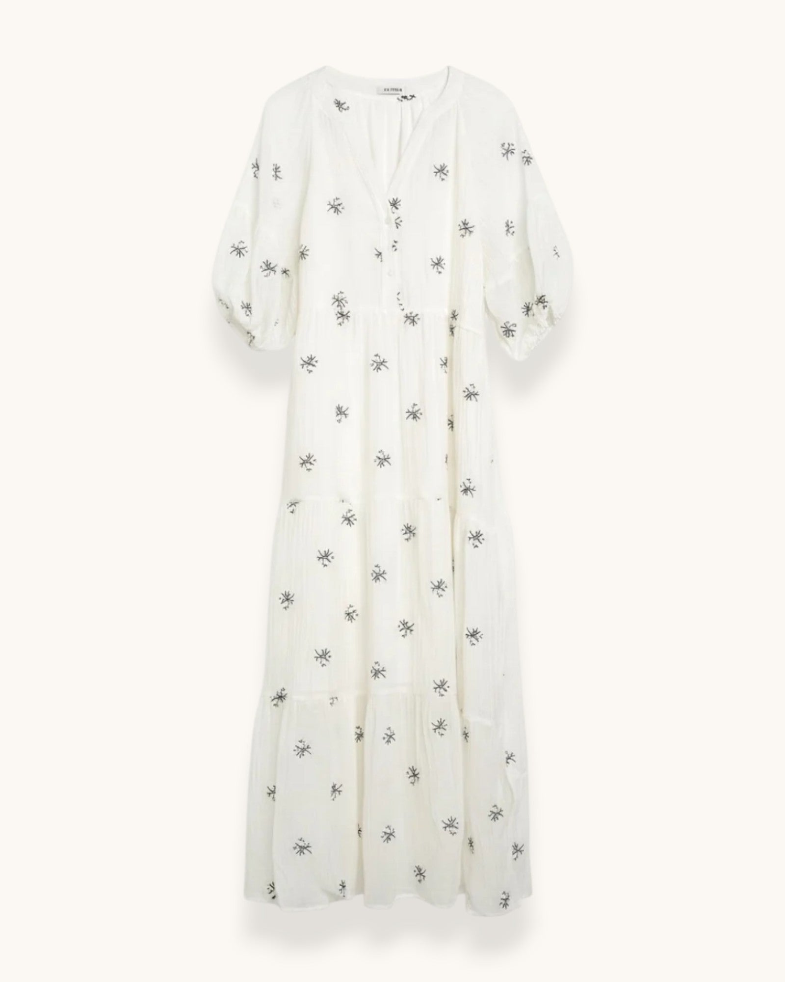 VESTIDO CRUDO FLORES - ONCE28