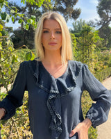 BLUSA VOLANTES BRILLI GRIS - ONCE28