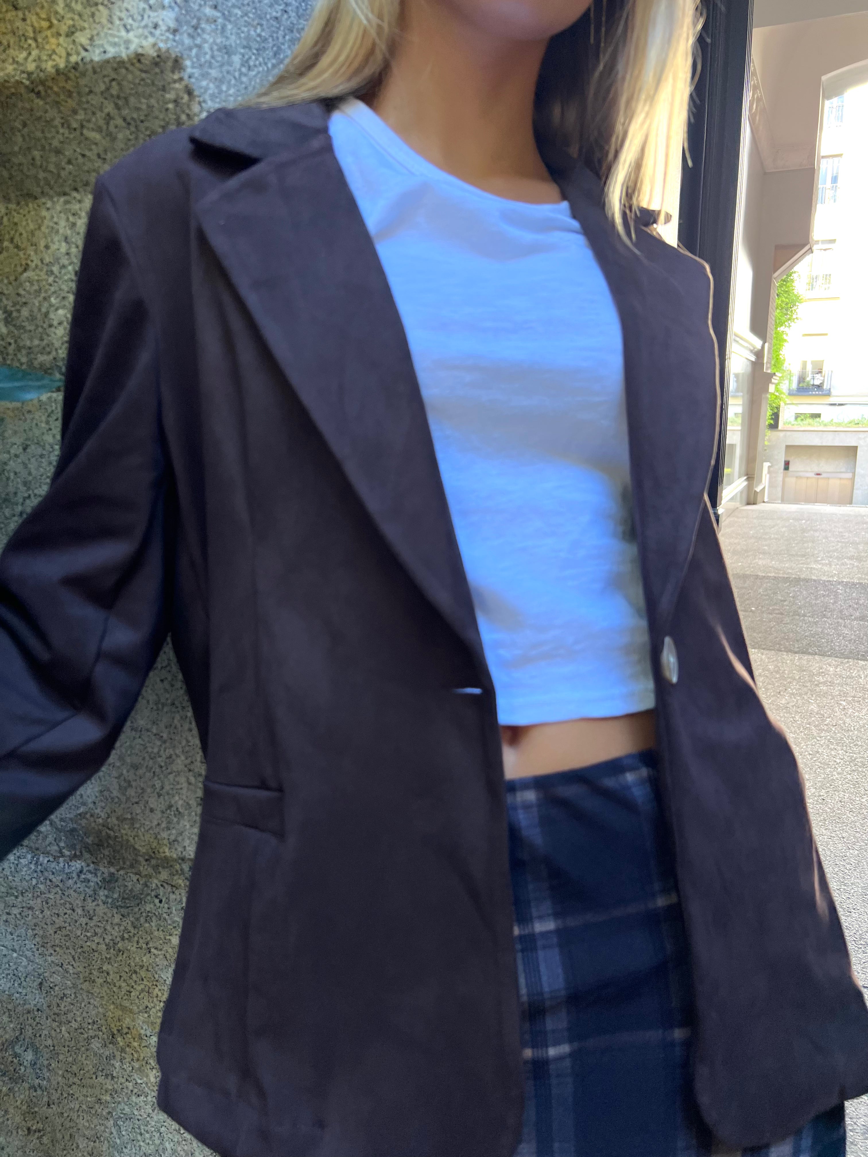 CHAQUETA EFECTO ANTE MARRÓN