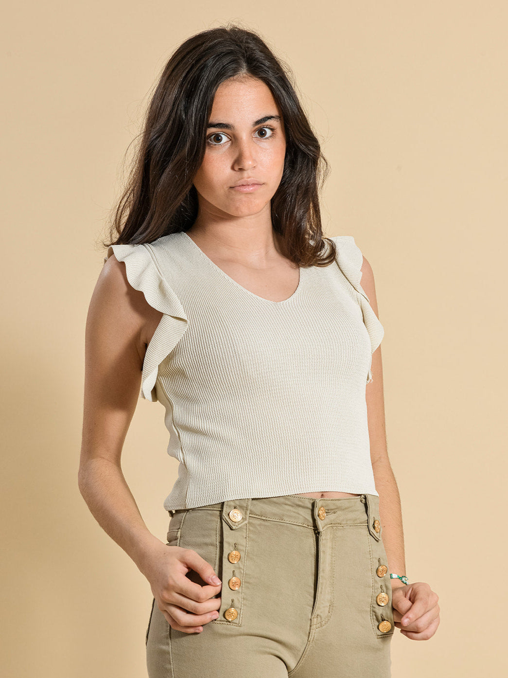 TOP PUNTO VOLANTE BEIGE