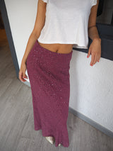 FALDA LENTEJUELA MORADA