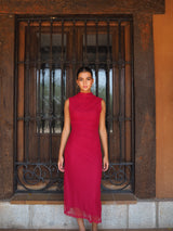 VESTIDO GASA GRANATE