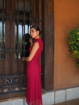 VESTIDO GASA GRANATE