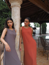 VESTIDO FLUIDO TEJA