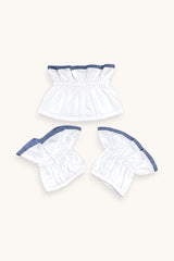CUELLO Y PUÑOS BLANCO BORDE AZUL - ONCE28