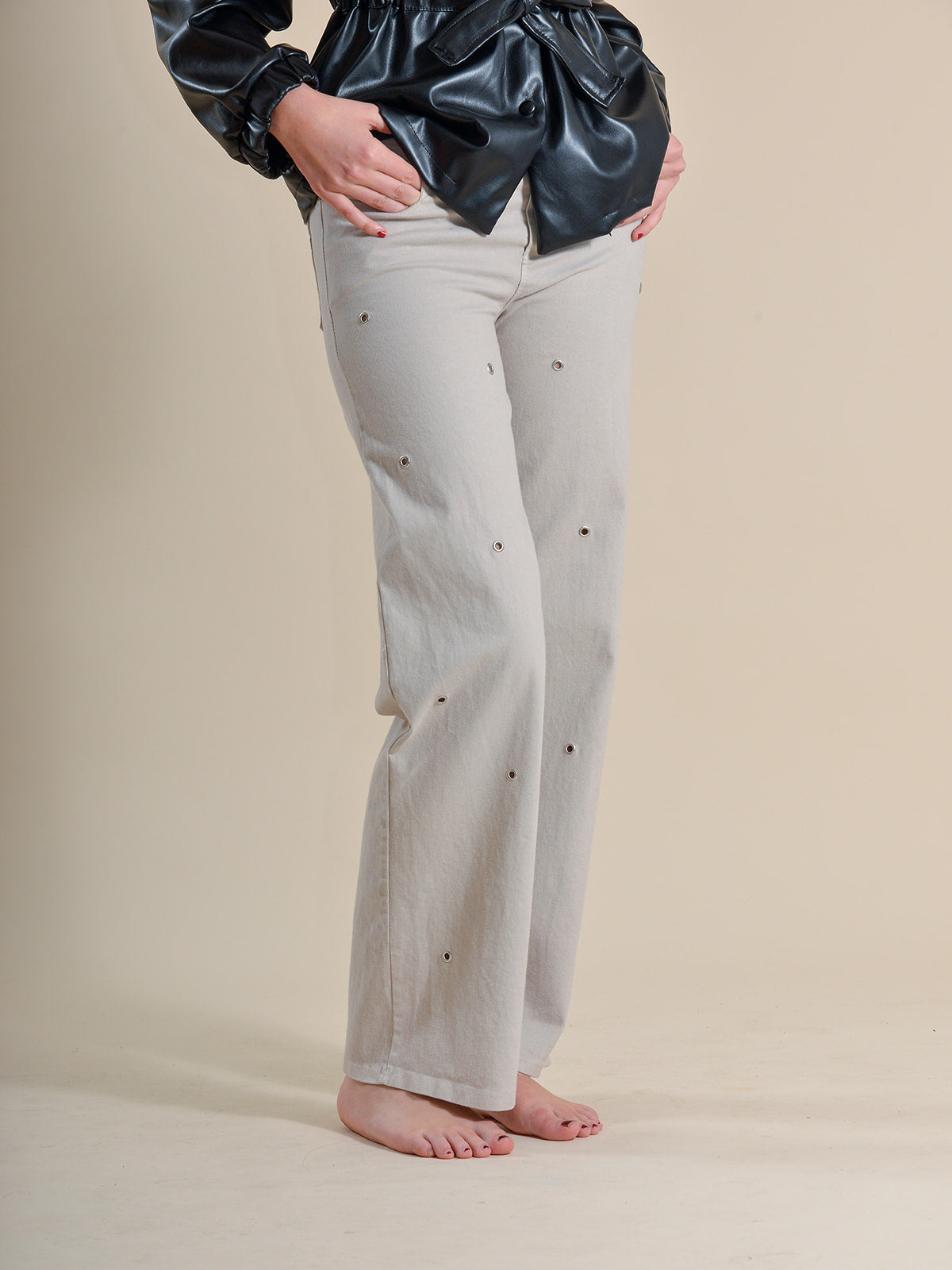 PANTALÓN TACHAS BEIGE - ONCE28