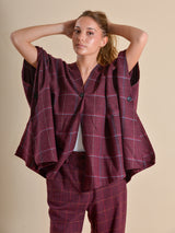 PONCHO CUADROS GRANATE - ONCE28