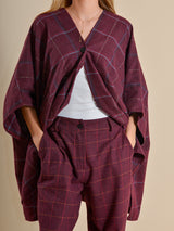 PONCHO CUADROS GRANATE - ONCE28