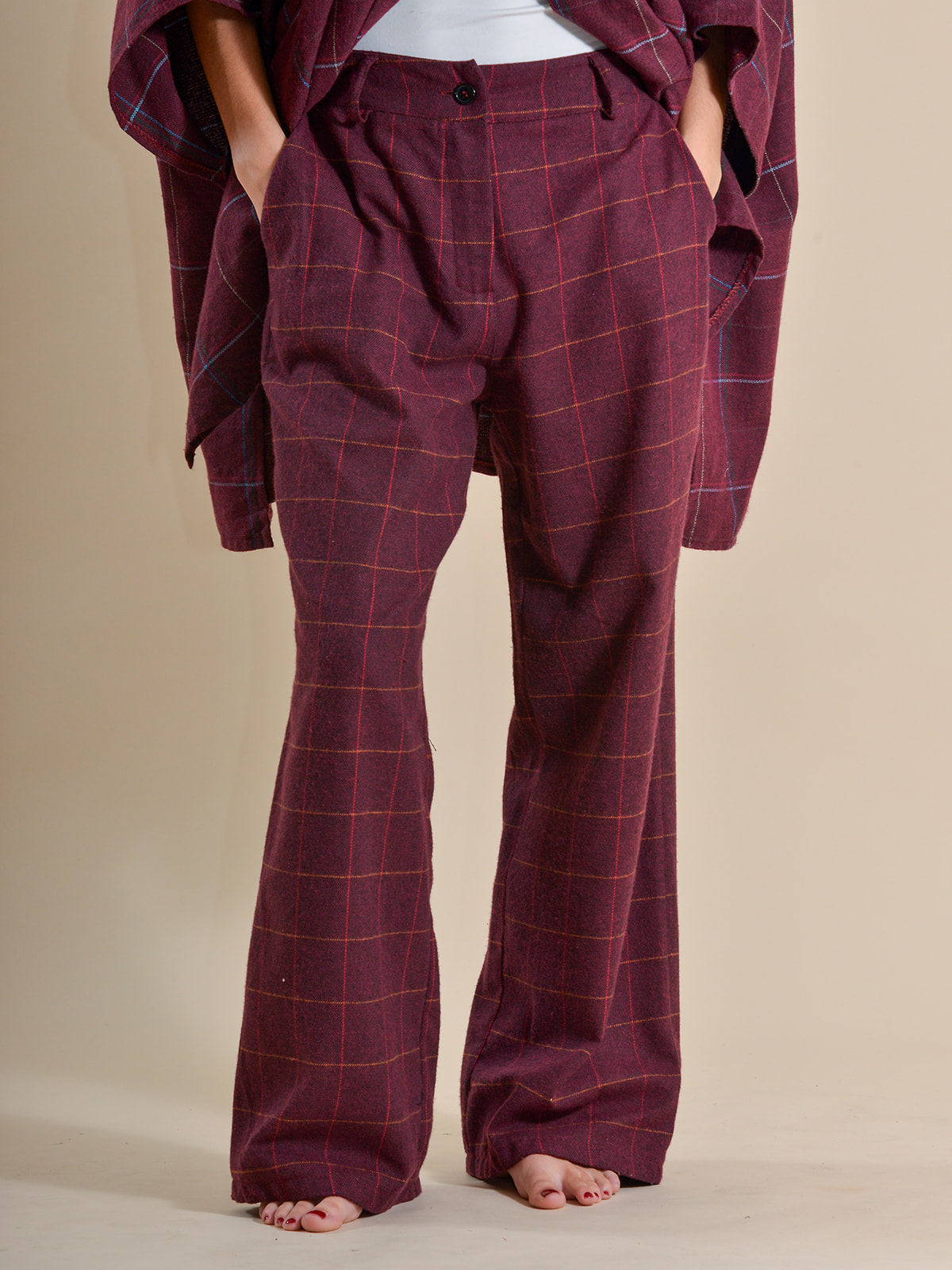 PANTALÓN CUADROS GRANATE - ONCE28