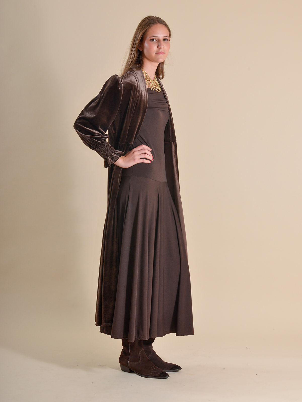 KIMONO TERCIOPELO MARRÓN - ONCE28