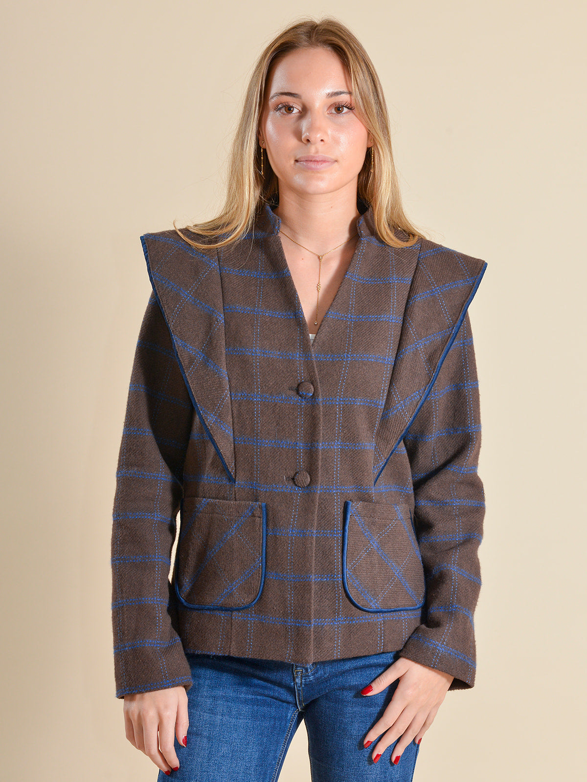 CHAQUETA CUADROS MARRÓN - ONCE28