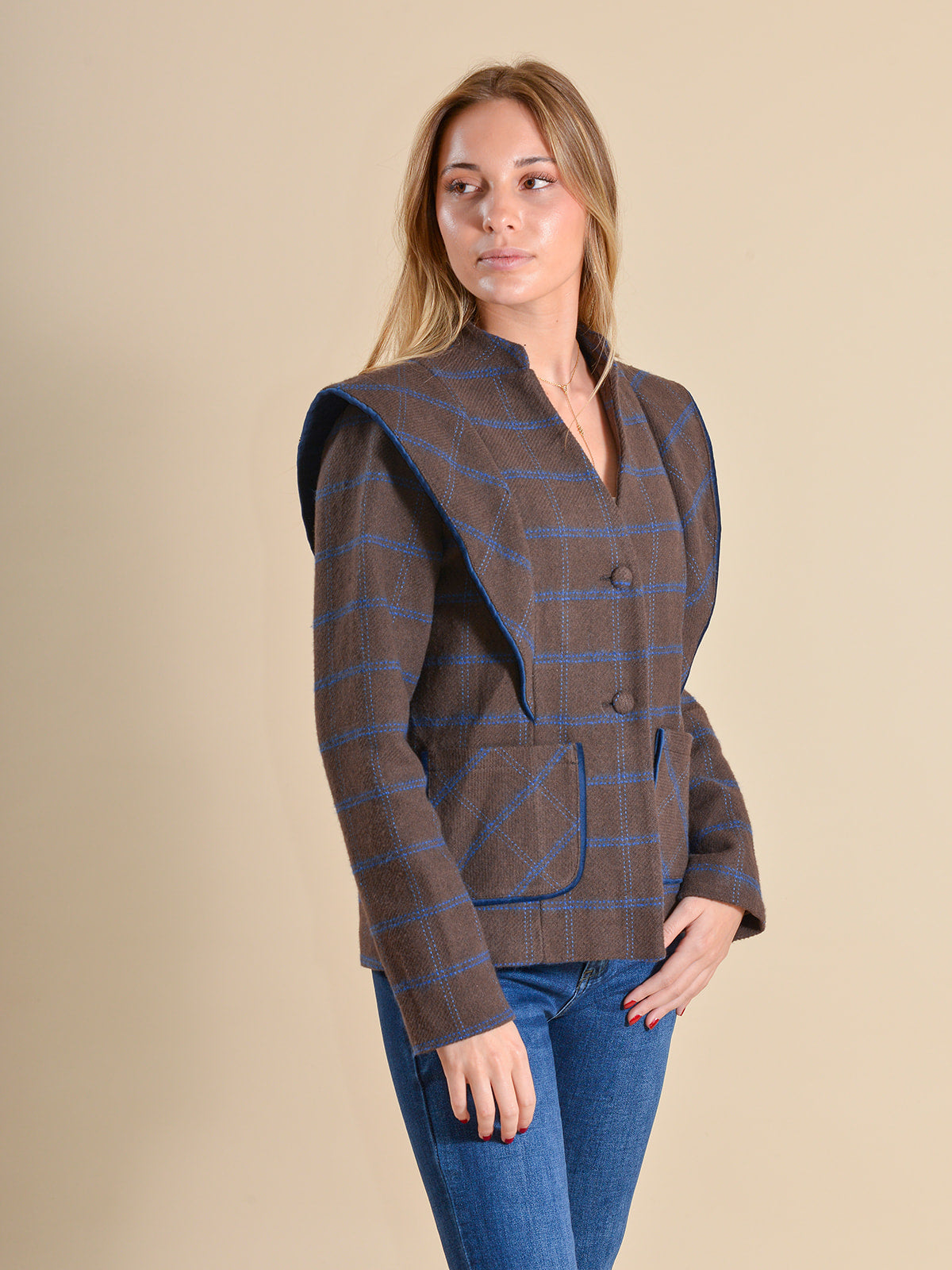 CHAQUETA CUADROS MARRÓN - ONCE28