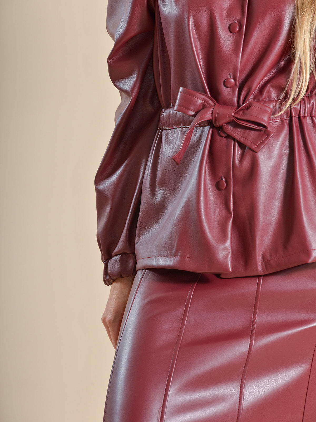 FALDA EFECTO PIEL GRANATE - ONCE28