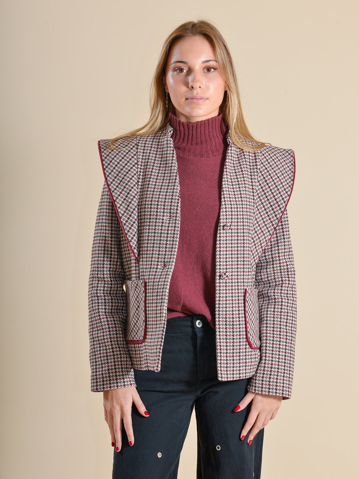 CHAQUETA PATA GALLO GRANATE - ONCE28