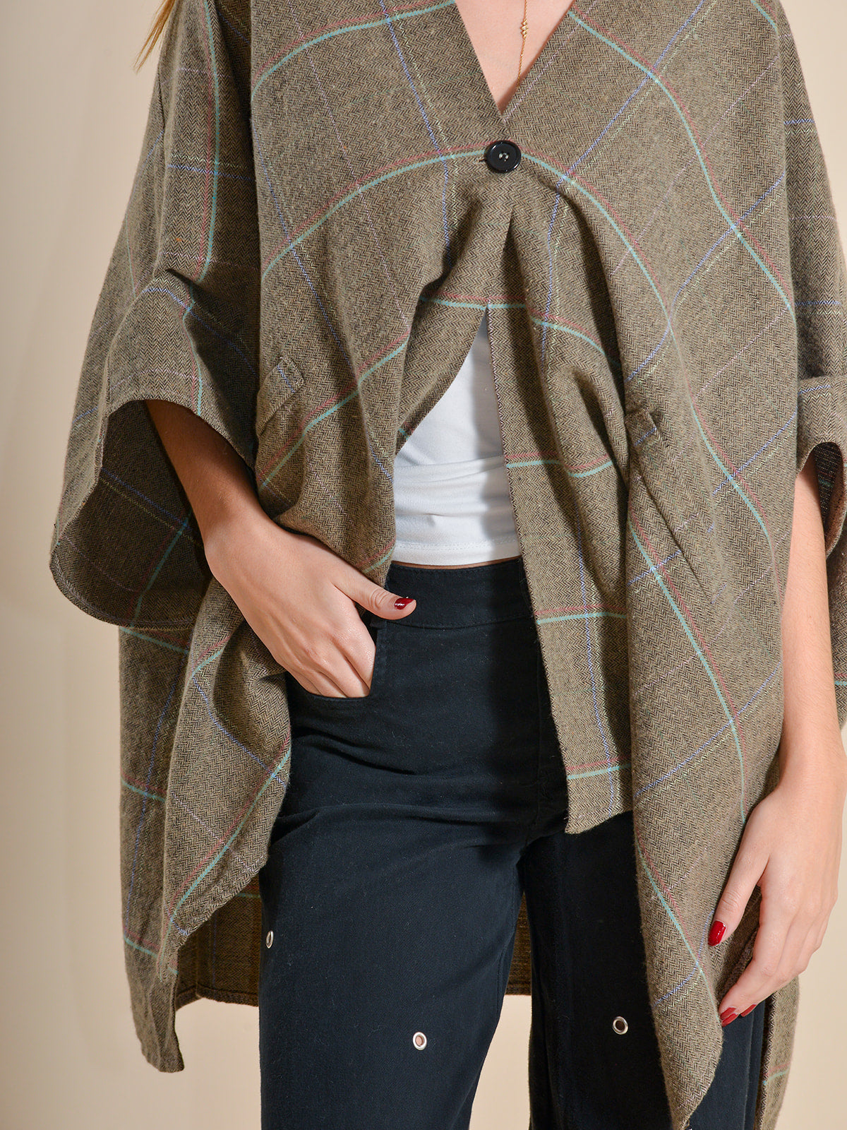 PONCHO CUADROS VERDE - ONCE28