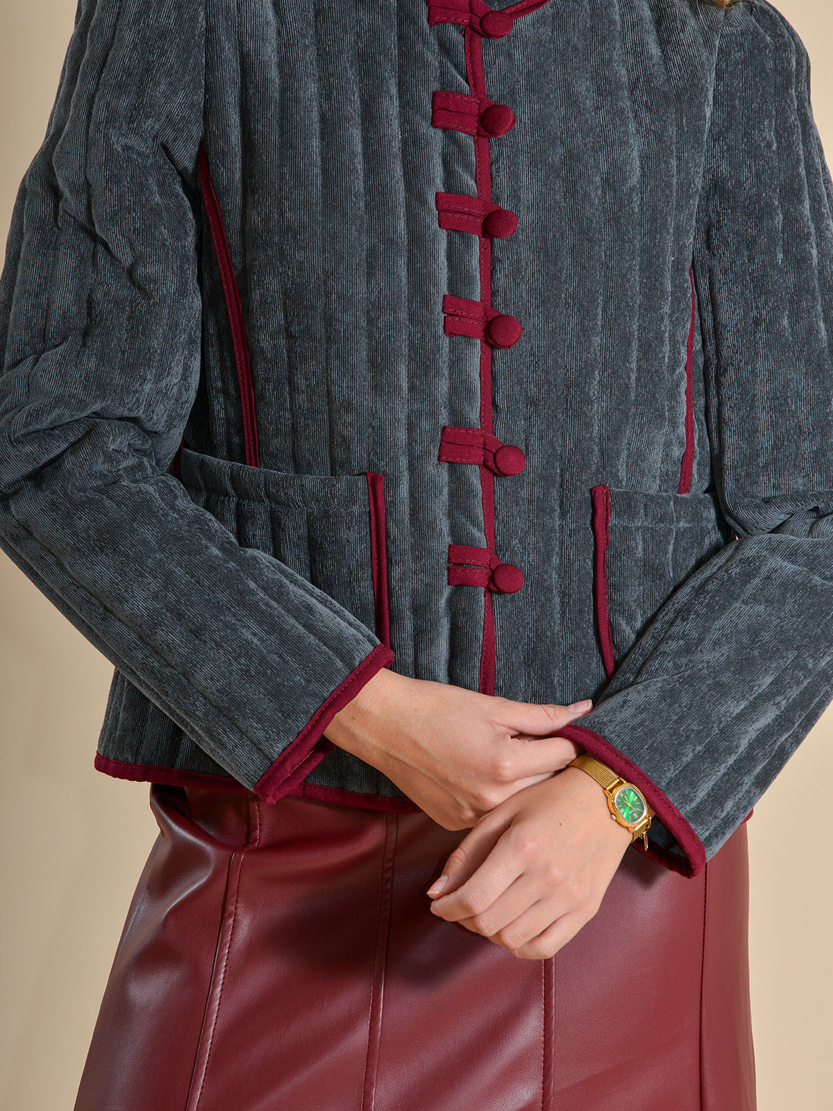 CHAQUETA MICROPANA GRIS - ONCE28