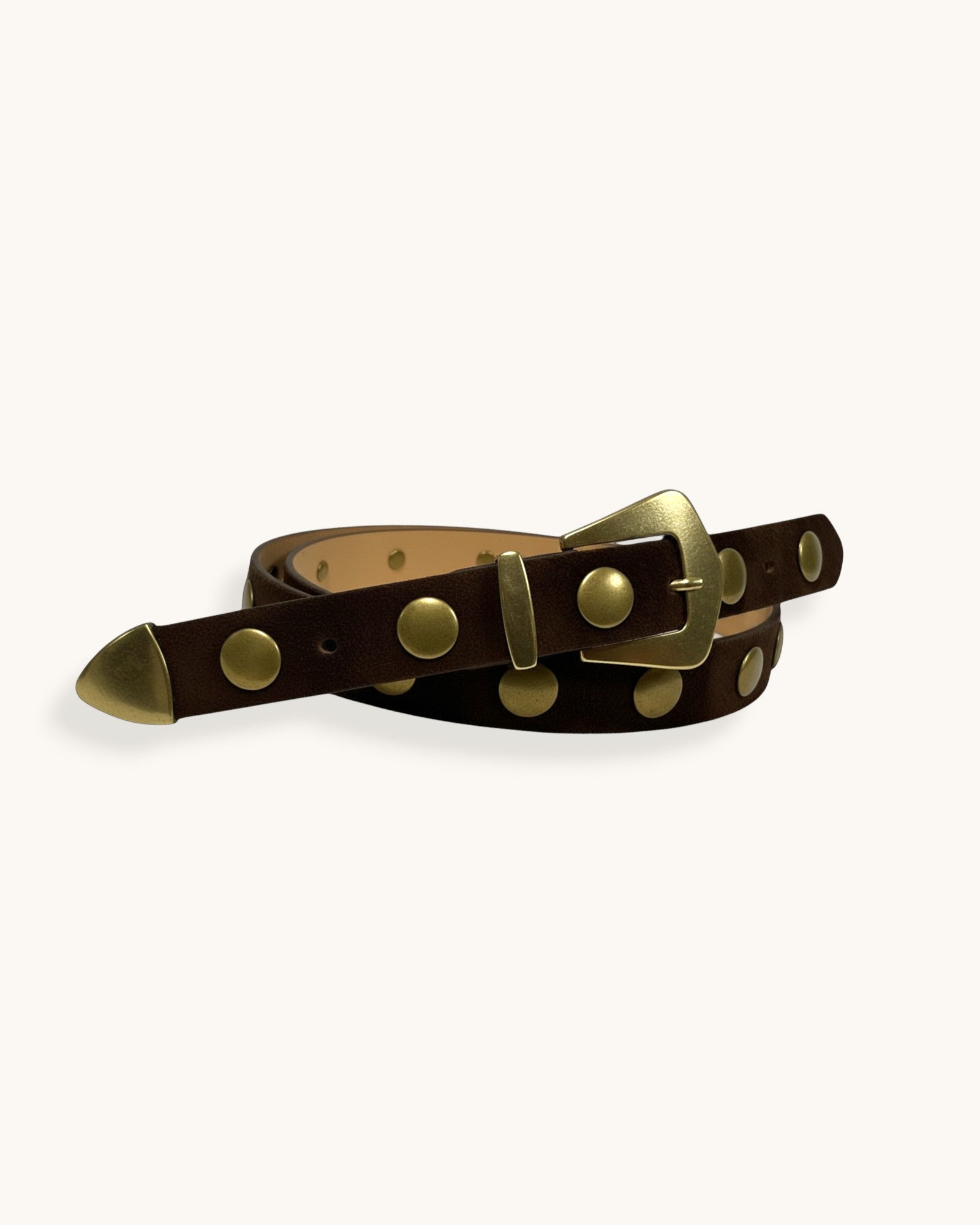 CINTURÓN PIEL TACHAS REMATE - ONCE28