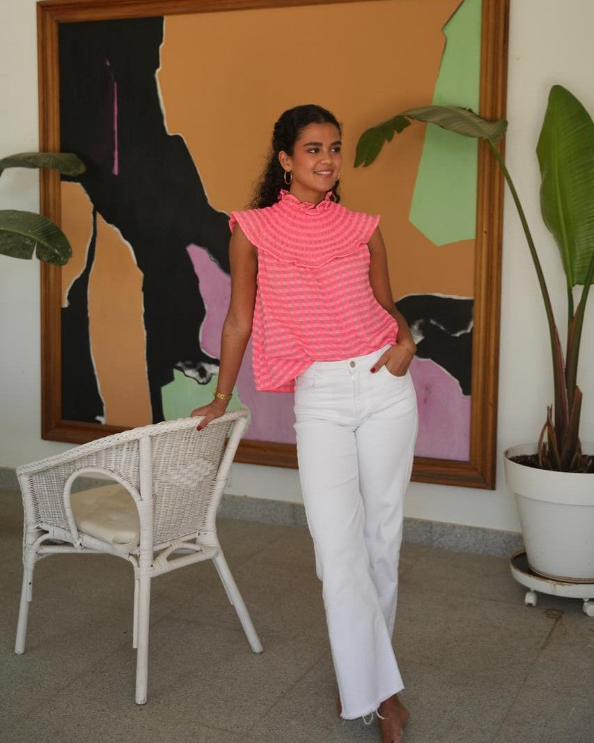 BLUSA BABERO VICHY FUCSIA - ONCE28