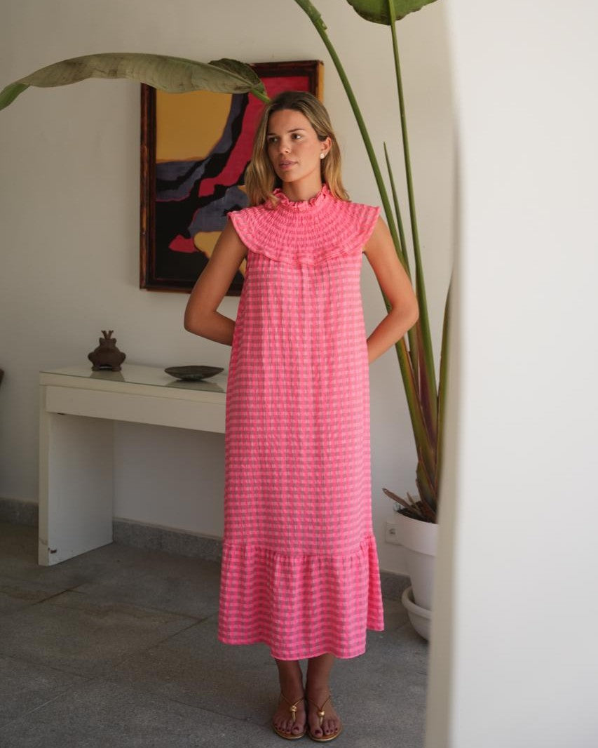 VESTIDO BABERO FUCSIA - ONCE28
