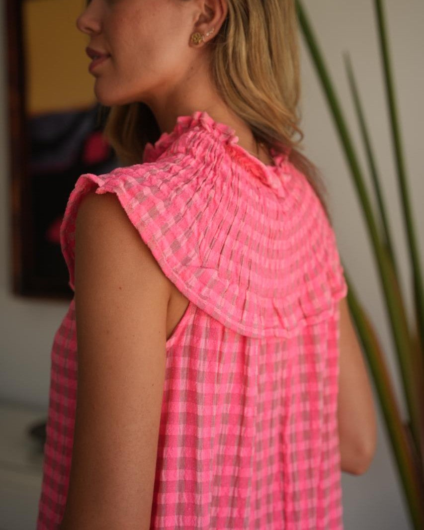 VESTIDO BABERO FUCSIA - ONCE28