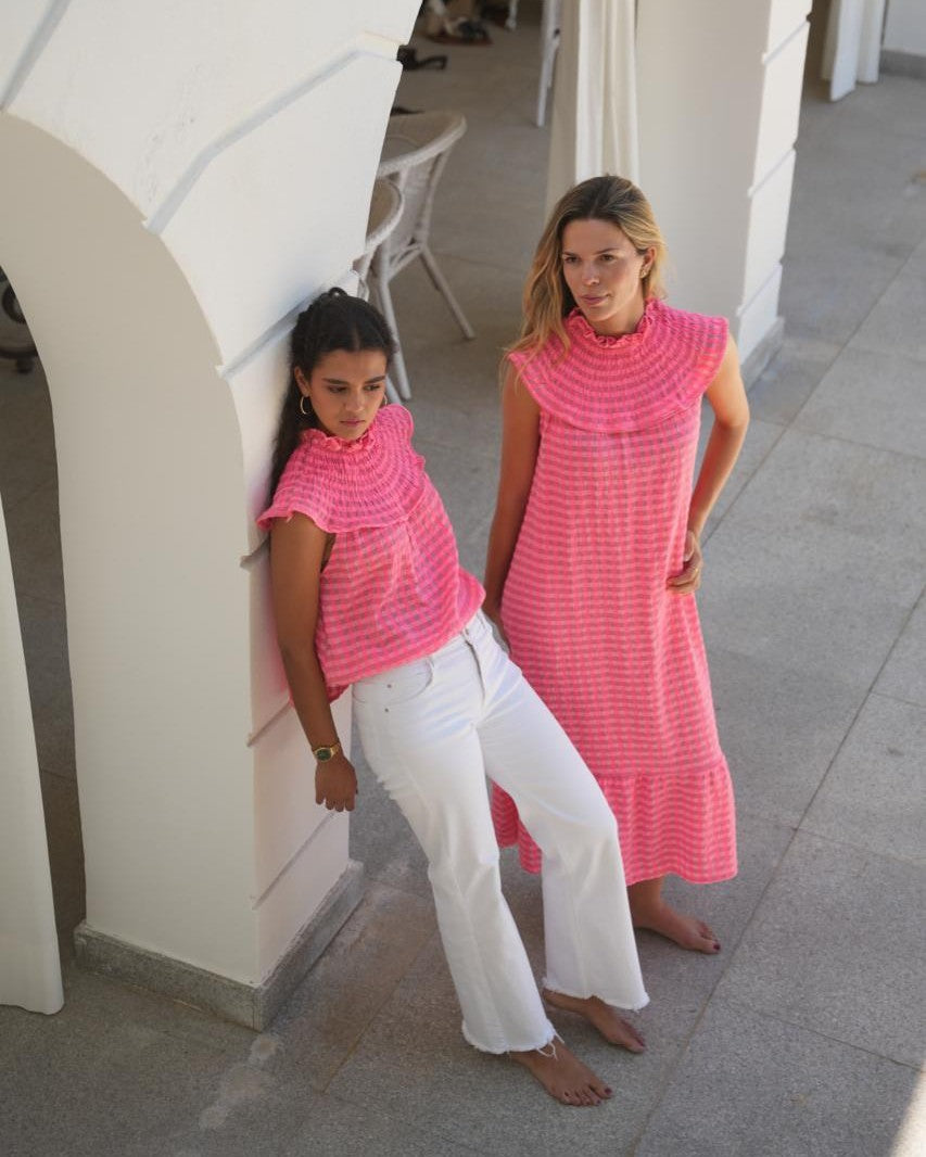 BLUSA BABERO VICHY FUCSIA - ONCE28