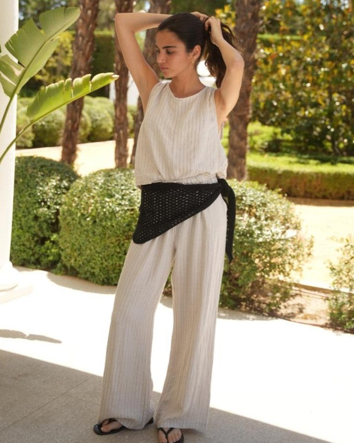 PANTALÓN RAYA DIPLOMÁTICA BLANCO - ONCE28