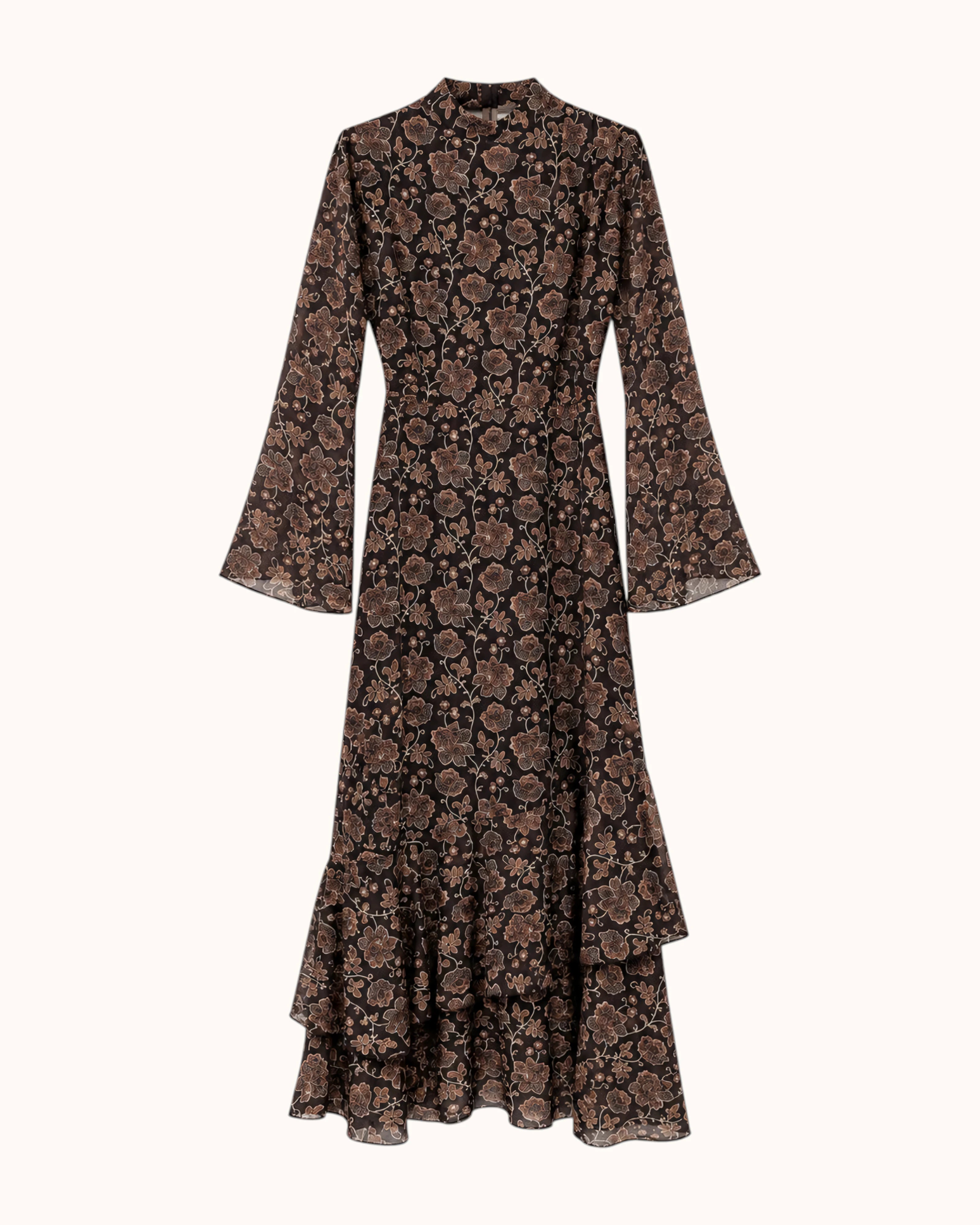 VESTIDO FLORES MARRÓN